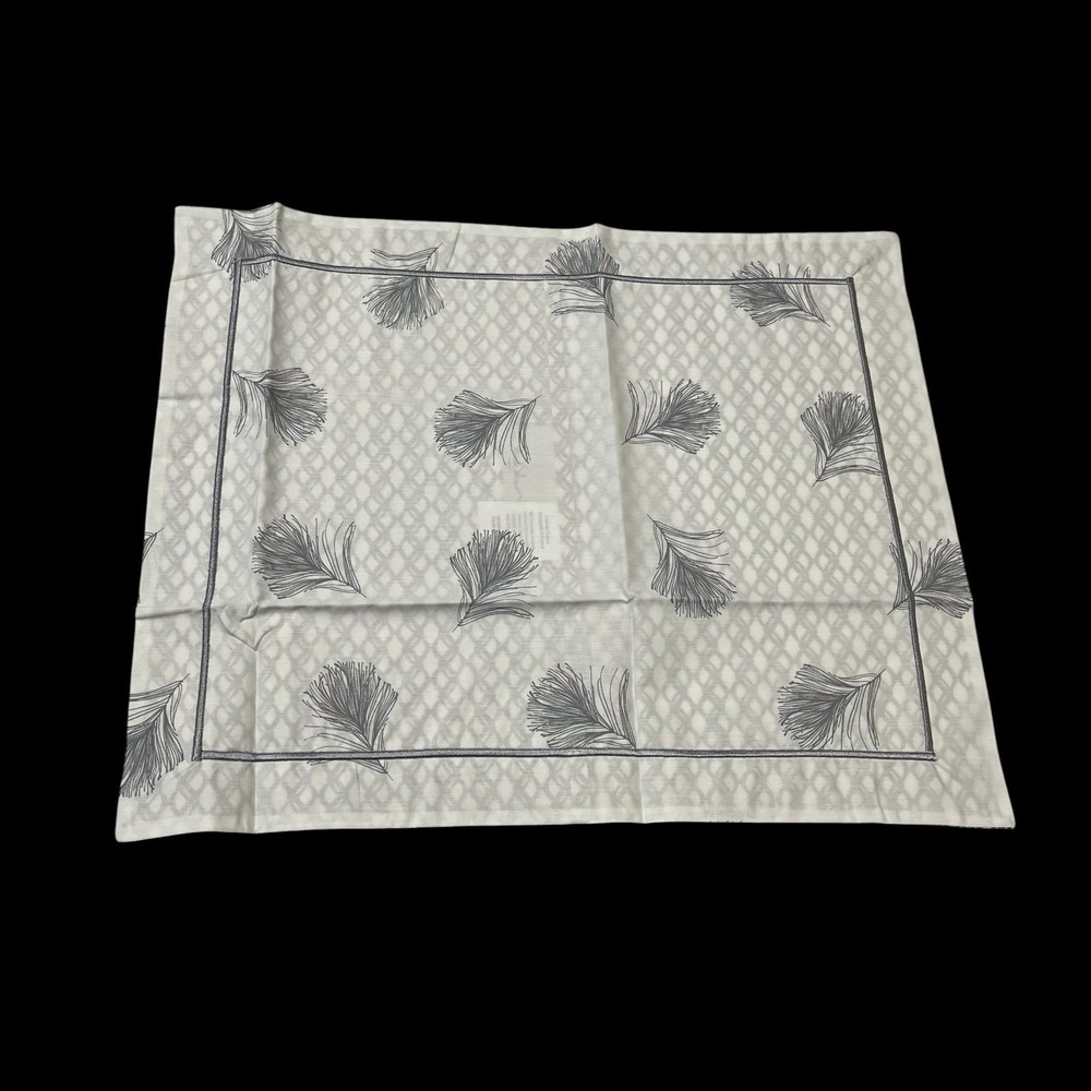 Anne de Solene Boudoir Pillow Sham Plum 12x16 White W Gray Feather Print Cotton